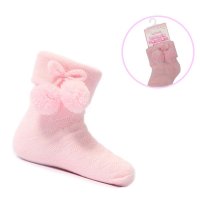 S10-P-1224: Pink Pom Pom Ankle Socks (12-24 Months)